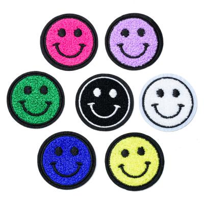 China Wholesale DIY 6.2CM Embroidery Iron 0n Silicone Smiley Face Patches For Clothing Bag Hat Jackets Patch Decoration for sale