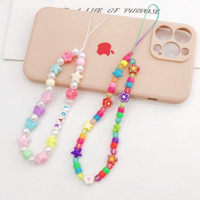 China Phone Straps New Arrival Cell Phone Beads LOVE Acrylic Wrist Straps Chains For Women Cell Phone Case Straps Decoration for sale