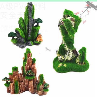 China Resin Viable Aquarium Ornamental Aquarium Landscaping Decoration Fish Shrimp Nest Moss Vase Escape House Flocking Small Moss Rock Garden for sale