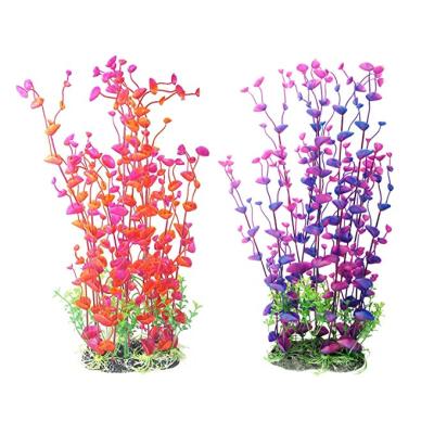 China Environmental Protection Fish Tank Decor Aquarium Decoration Ornament Artificial Purple Plastic Plant, 16 Inches for sale