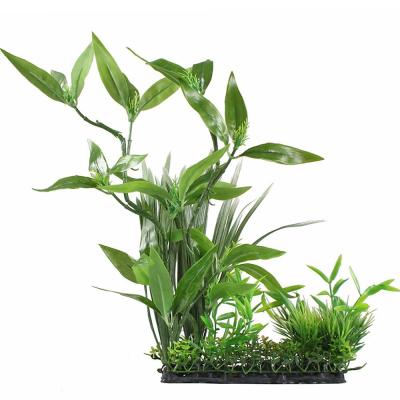 China Indoor Aquarium Decoration Fish Tank Decor Ornament Artificial Plastic Plant Green 13