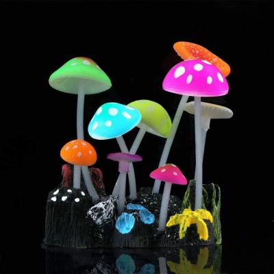 China Aquarium Viable Decorations Glowing Mushroom Coral Ornaments Glowing for Aquarium Decorations (4 Pieces) for sale