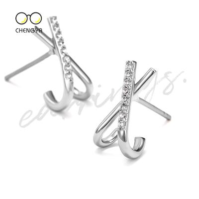 China FASHIONABLE Korean version of s925 needle silver earrings zircon shell earrings cold wind female nc jewelry for sale