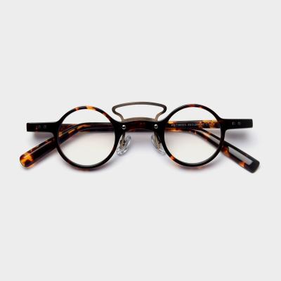 China Retro myopia glass handmade dish frame small round mirror personality male and female flat glasses for sale