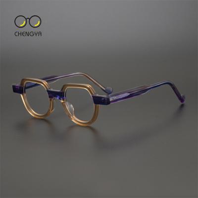 China 2021 New Fashionable Handmade Jelly Color Niche Frame Glass Frame Eye Foil Eye Foil Myopia Glass Stitching High Quality Frame for sale