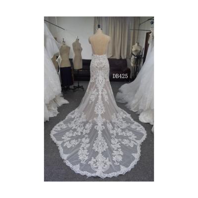 China Breathable Unique Style Sequin Embroidery Lace White Bridal Wedding Dress For Women for sale