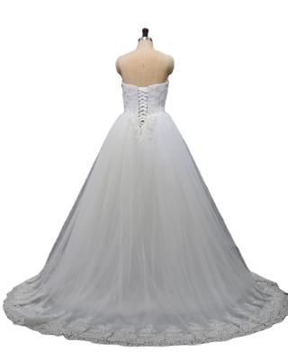 China Anti-Static Ball Gown Sweetheart Neckline Lace Up Wedding Dress For Women Beaded Bridal Dress for sale