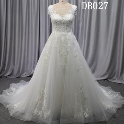 China Anti-Static Modern Design A Line Wedding Dress With Lace Beading Wedding Dress for sale