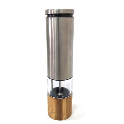 China Viable factory direct supply stainless steel bamboo electric salt and pepper grinder for sale