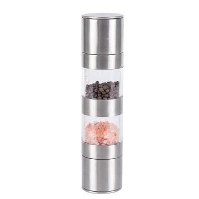 China Viable factory direct supply manual stainless steel salt and pepper grinder with double ended design for sale