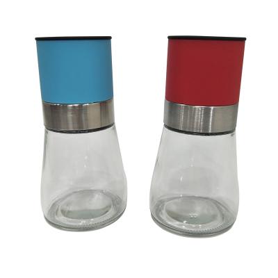 China Sustainable Wholesale Glass Bottle Customized Manual Color Salt And Pepper Mill for sale