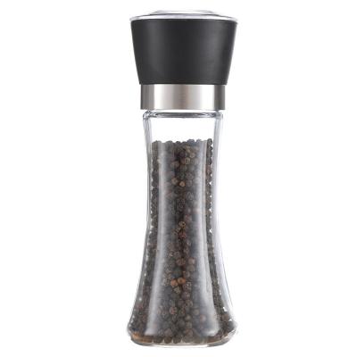 China Sustainable Cheap Stocked Manual Glass Bottle Salt And Pepper Mill for sale