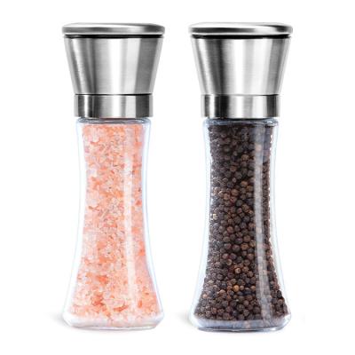 China Wholesale 180ml Viable Large Body Glass Stainless Steel Salt And Pepper Grinder for sale