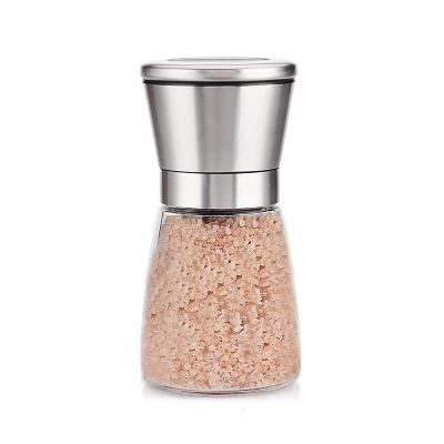 China Wholesale 160ml Sustainable For Seasoning SS304 Salt and Pepper Eco-friendly Manual Glass Grinder for sale