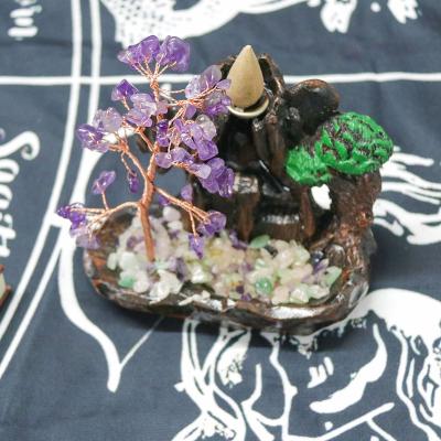 China Wholesale Chinese Fancy Censer Healing Mountain Waterfall Backflow Ritual Fragrance Incense Crystal Gem Stone Incense Holder for sale