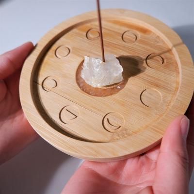 China Aroma Healing Censer Round Crystal Incense Holder Minimal Concrete Design Incense Crystal Gemstone Incense Stick Tray Custom Made for sale