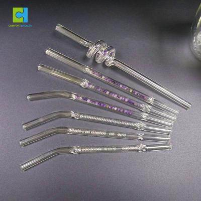 China Sustainable Customized Reusable Natural Gemstone Infused Glass Straw With Gift Box for sale