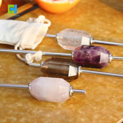 China Viable Eco-Friendly Portable Quartz 304SS Crystal Healing Drinking Straw for sale