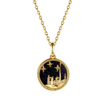 China Romantic Fashion s925 Sterling Silver New Star Night Castle Necklace Luxury Round Castle Necklace Women's Romantic Jewelry Gift for sale