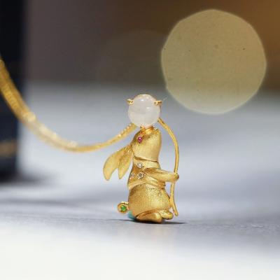 China Romantic 2022 Fashion New S925 Silver Three-Dimensional Bunny Necklace Women Lovely Exquisite Bunny Necklace Romantic Jewelry Gift for sale