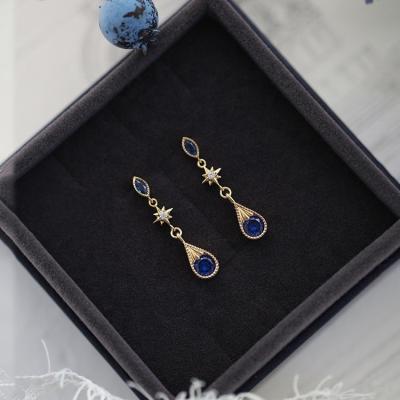 China Romantic Fashion New S925 Sterling Silver Stars Water Drop Earrings Exquisite Gold Stars Zircon Earrings Women Romantic Jewelry Gifts for sale