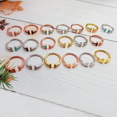 China Romantic High Quality Fashion New T Series Heart Bow Ring Elegant Ladies Engagement Diamond Ring Jewelry Gift Wholesale for sale