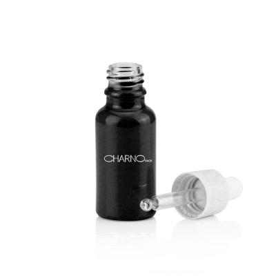 China Cosmetic Top-grade Antique Color Round 10ml 50ml Matte Black Essential Oil Glass Custom Dropper Bottle for sale