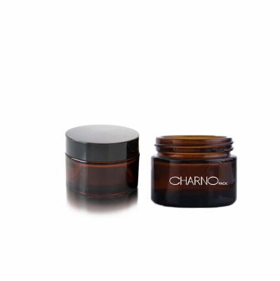 China 30g 50g Amber Glass Face Cream Eye Skin Shape Empty Cream Jar Cosmetic Packaging Elegant Cream Jar for sale