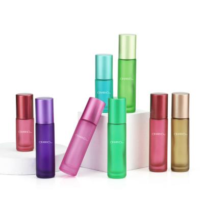 China Eco-friendly 5ml 8ml 10ml Cosmetic Empty Blue Roll On Bottle Glass Cosmetic Perfume Bottle for sale