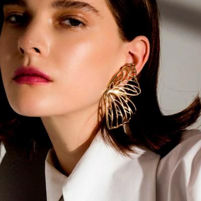 China Creative Hyperbole Jewelry Alloy Earrings Hollow Out Butterfly Earrings Women's Exaggerated Earrings for sale