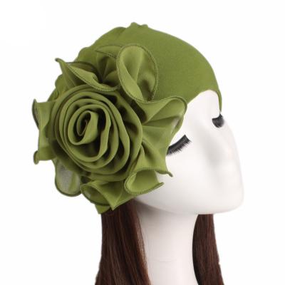 China New Style Side Large Flower Eco-friendly Bamboo Fiber Elastic Headdress Hat For Women Fashion Elegant Hat for sale