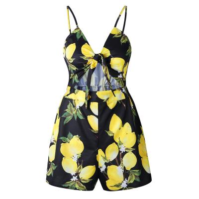 China Breathable Sexy Hollow Backless Dye Summer Tie Bow Women's Sleeveless Romper Jumpsuit for sale