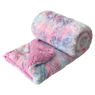 China Super Soft Jacquard Faux Fur Backing Warm Blanket For Bedroom Sofa Floor for sale