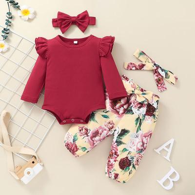 China 2020 New Summer Anti-shrink Soft Baby Clothes Sleeveless Ruffle Romper Headband 2pc Set for sale