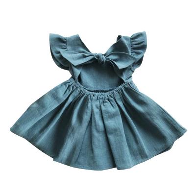 China Summer Babies Solid Color Dresses Washable Princess Dress For Baby Babies Bow Princess Dress for sale