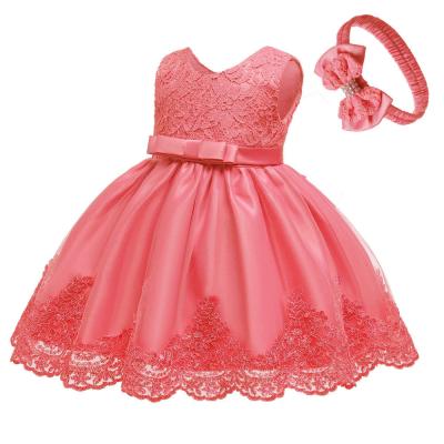 China Boutique Birthday Lace Dress Baby Washable Winter Knitted New Year Dress For Baby Girls Pink Dress for sale