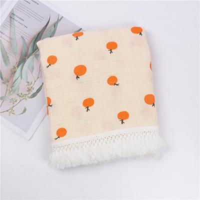 China Print Baby Shower Gift 100% Cotton Gauze Baby Blanket Unisex Organic Newborn Baby Folded Organic Baby Wrap Covering for sale