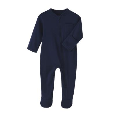 China Spandex/Organic Jumpsuit Pajamas Autumn Cotton Long Sleeve Knitted Rib Baby Romper Headband Cotton Spring Set for sale