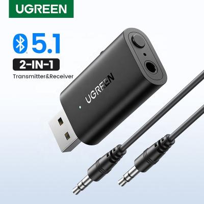 China UGREEN Handsfree 2 in 1 Stereo Radio 3.5mm Jack Adapter Car Kit Mic aux. Bluetooth Car Adapter Bluetooth 5.1 Transmitter Receiver for sale