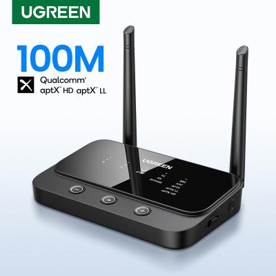 China UGREEN 100m Long Range Bluetooth 5.0 Transmitter Receiver AptX LL AptX HD Wireless Audio Adapter Dongle For TV Home Stereo Cm433 for sale