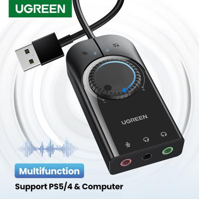 China UGREEN Sound Card USB Adapter 3.5mm Audio Sound Card External Microphone Audio Interface for PC Laptop PS4 Headset USB Sound Card for sale