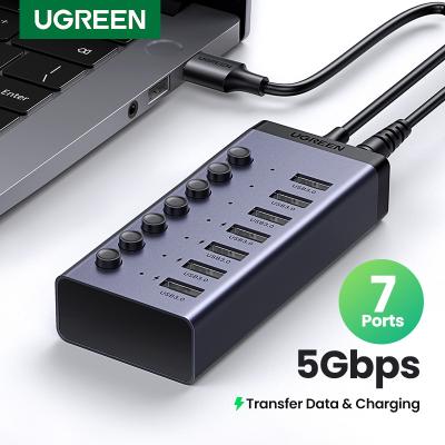 China UGREEN USB C Hub 5Gbps 7 Ports USB3.0 Splitter With Individual PC/Air Laptop MacBook Pro OFF/ON Switch LED Indicator 30778 for sale