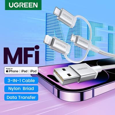 China MP3/MP4 Player UGREEN MFi USB C to Micro 3A Lightning USB Charging Cable 3 in 1 for iPhone 14 13 12 pro Max Xiaomi Samsung for sale