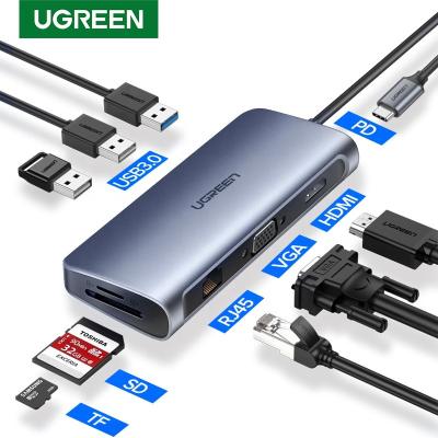 China Ugreen 9 in 1 Usb C dock 10 in 1 multifunctional hub Factory wholesale type C 1 buyer 40873 for sale