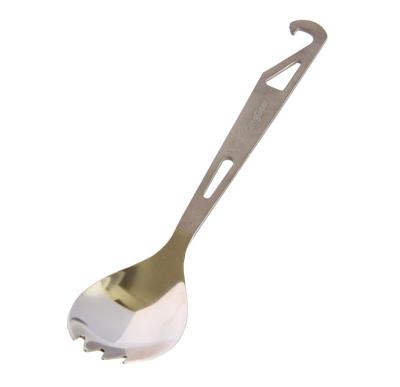 China Customized Outdoor Flatware Untesil Tableware Titanium Spork Ultralight Camping Spoon With Bottle Opener S0081/s0085 for sale