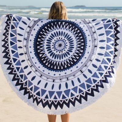 China Wholesale Customized Mandala Tassels Microfiber Round Beach QUICK DRY Towel for sale