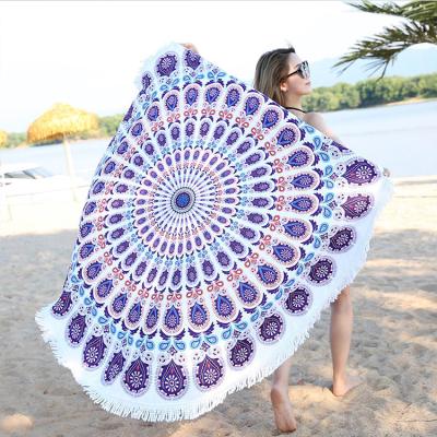 China QUICK DRY customize round beach towelwith tassels in stock for sale