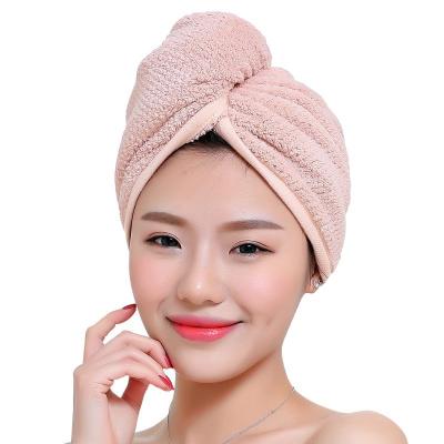 China Microfiber QUICK DRY Super Soft Beauty Cap Bath Salon Towel Large Absorbent Hair Towel With Button for sale