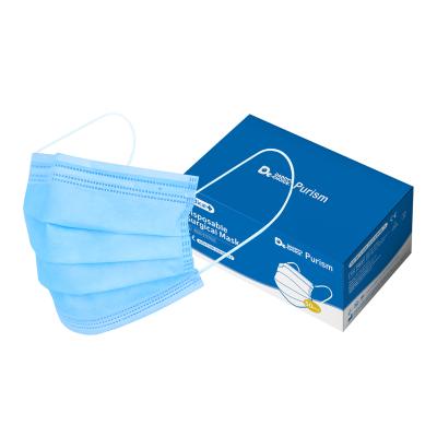 China All Face Masks Purism 2021 Hot Sale 3 Layers Color Cubrebocas ASTM F2100 Disposable Surgical Face Mask Blue for sale