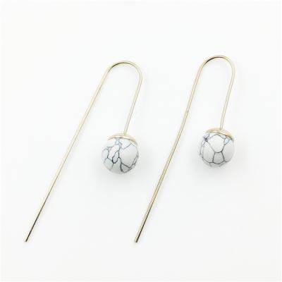 China FASHIONABLE Exaggerated Hypoallergenic Gold Drop Long Earrings Turquoise Punk White Marble Earrings for sale